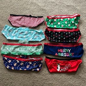 **New**Never Worn** 8 piece Holiday Bikini Panties. Size Medium 100% Cotton